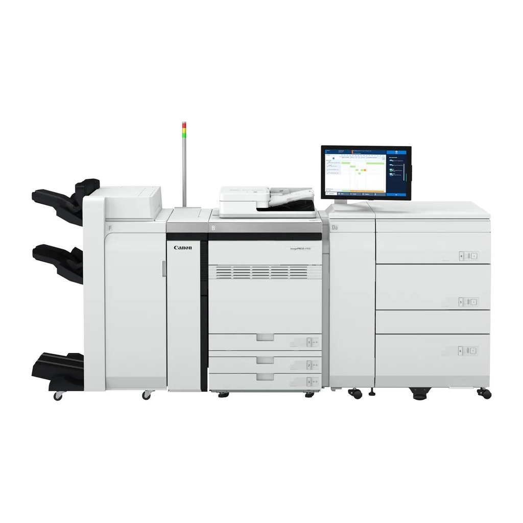 Canon imagePRESS V900 Serie mit Heftfinisher, Papierdeck und PRISMAsync-Controller